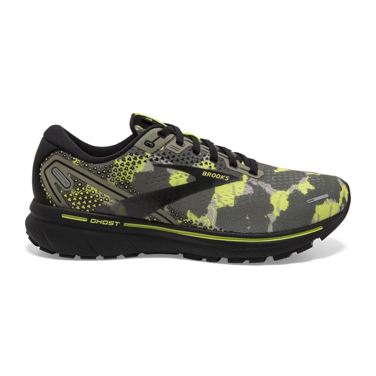 Brooks GHOST 14 Cushioned Road Running Shoes Mens Sale - Olive/Lime Punch/Black (ZGD036581)